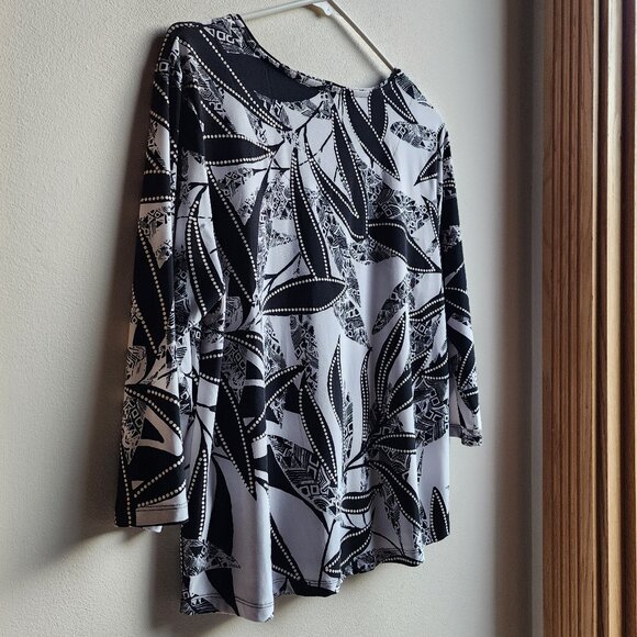 Allison Daly Black /White Tunic Boho Blouse Size Petite Large - Picture 8 of 12